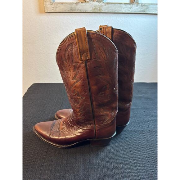 DAN POST VTG Mens Brown Leather Western Cowboy Boots Sz 9.5 D #233086/ 16625
